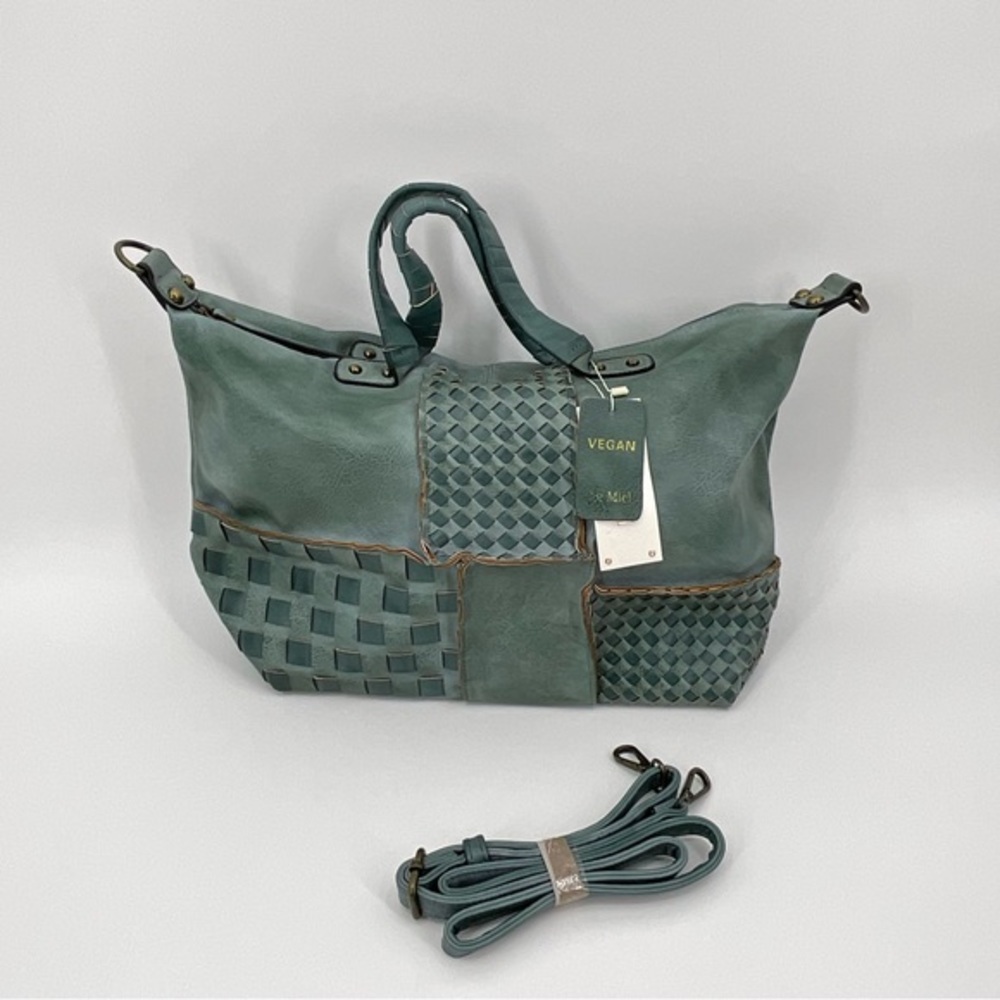 Le Miel Vegan Leather Purse NWT Aged Turquoise Color - Picture 2 of 16
